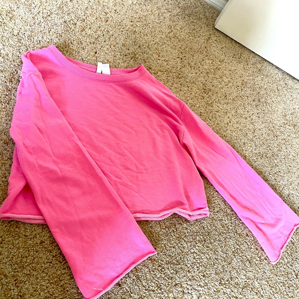 Bell sleeved Sweat Shirt Crop Top